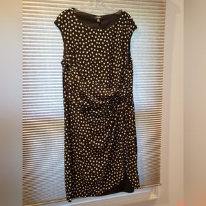 Black Chaps Dress with white polka dots and roushed accent at waist